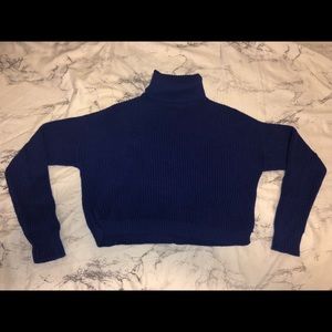 Royal blue cropped turtle neck sweater